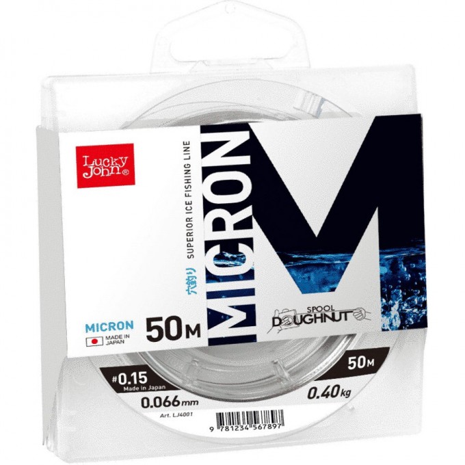Леска монофильная зимняя LUCKY JOHN MICRON 50 м - 0.121 мм, прозрачная LJ4001-012