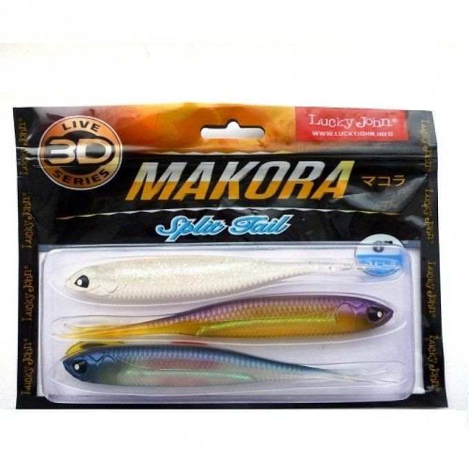 Виброхвост LUCKY JOHN 3D SERIES MAKORA SPLIT TAIL 6.0in (15,24 см), цвет mix1 3Шт. 140413-MIX1