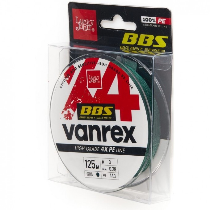 Леска плетёная LUCKY JOHN VANREX BBS Х4 BRAID MOSS Green 125 м - 0,40 мм LJ4114-040